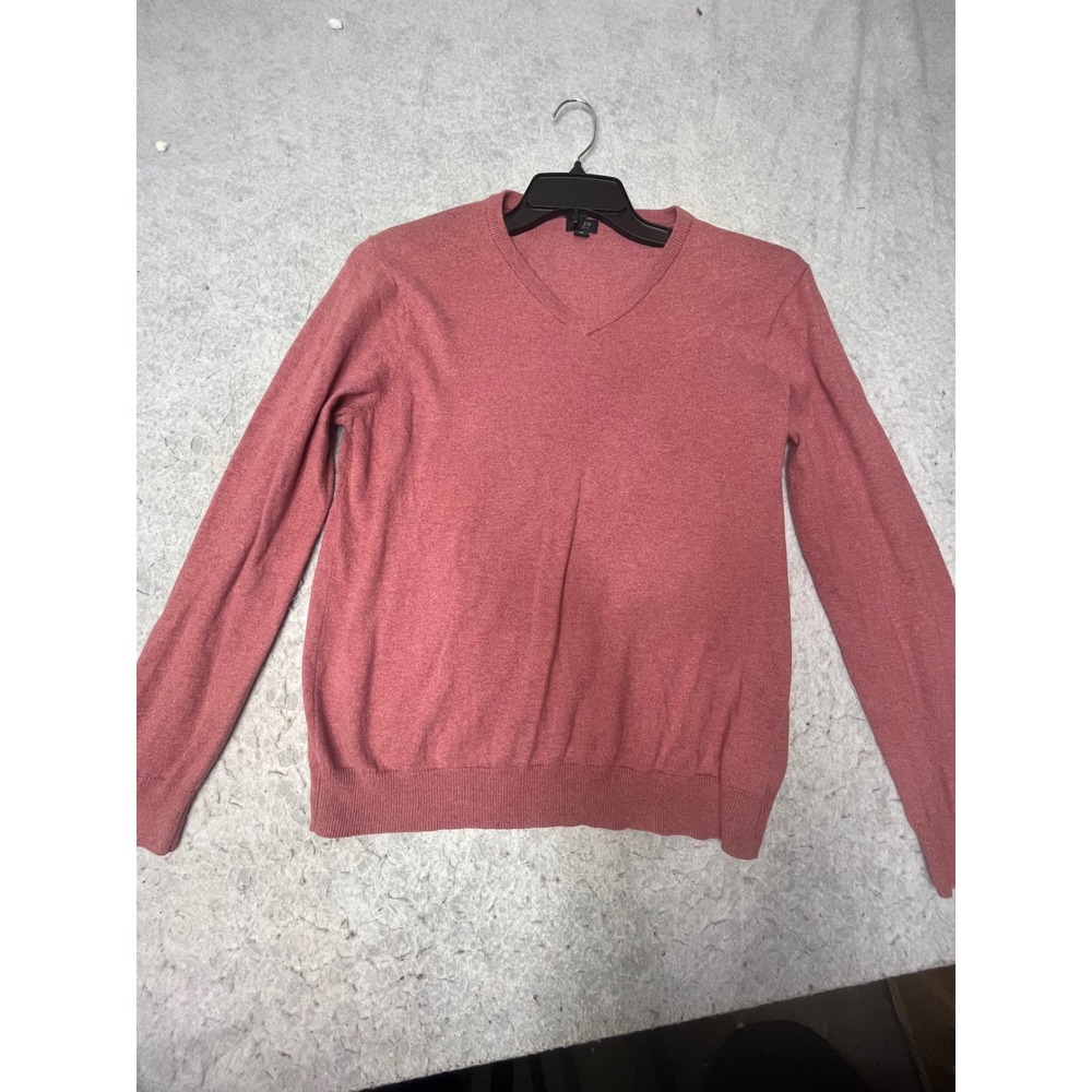 J.Crew Mens V-Neck Sweater Rose Pink Cotton Cashmere Blend Size‎ M